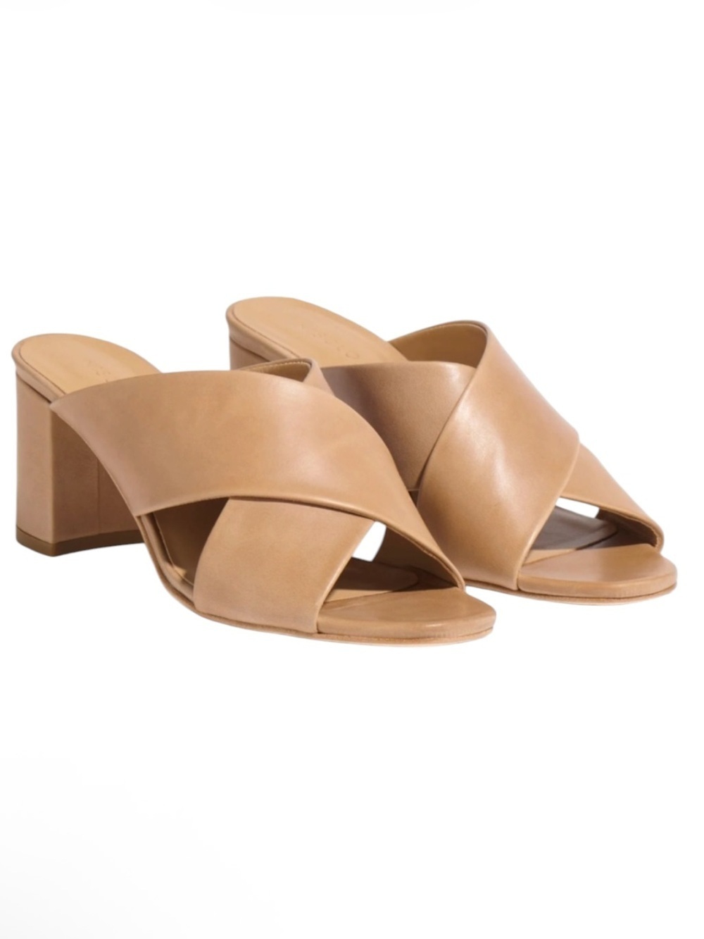 Nisolo Carina Almond Leather Cross Strap Mule Size 9.5